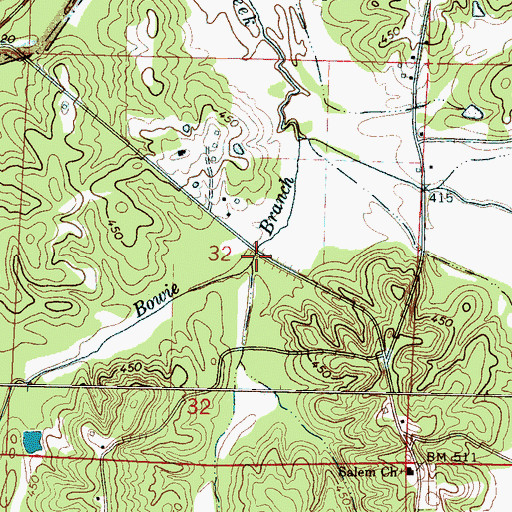 Topographic Map of White Mill (historical), MS