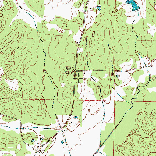 Topographic Map of Malloxville School (historical), MS