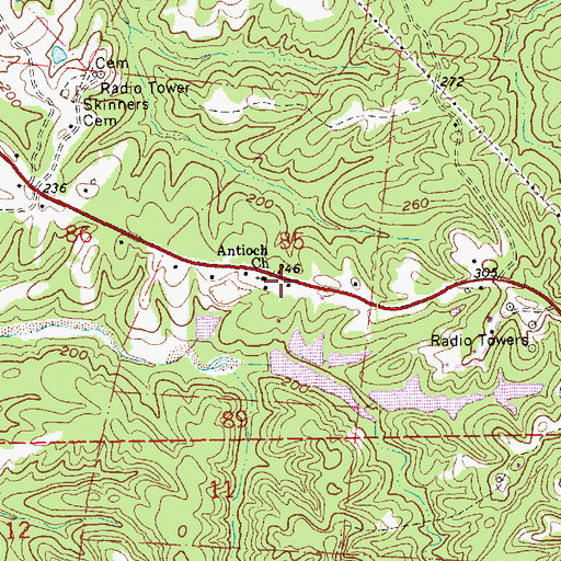 Topographic Map of Antioch School (historical), MS