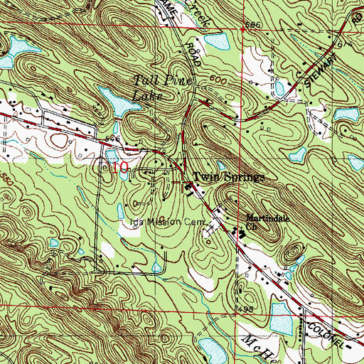 Topographic Map of Twin Springs, AR