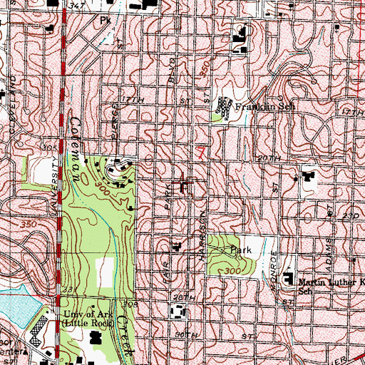 Topographic Map of Tyler Street Baptist Church, AR