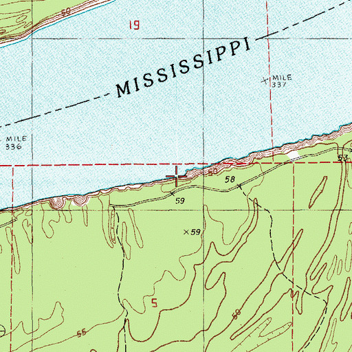 Topographic Map of Cerro Gordo Landing, MS