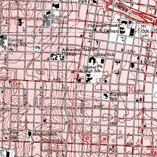 Topographic Map of Union African Methodist Episcopal Church, AR