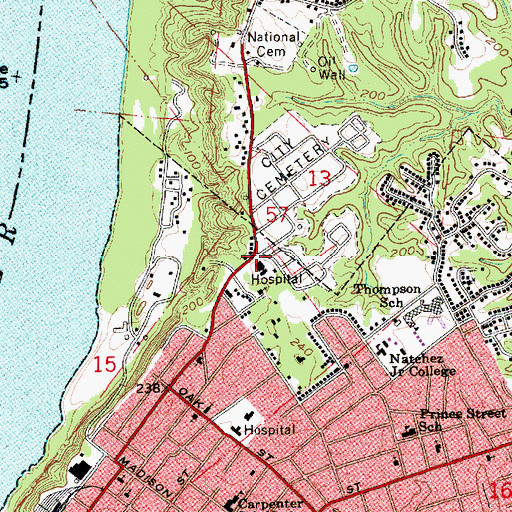 Topographic Map of Charity Hospital, MS