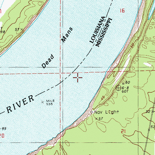 Topographic Map of Dead Mans Bend, MS