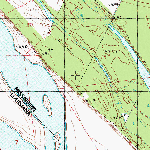 Topographic Map of Destruction Landing (historical), MS