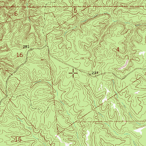Topographic Map of Fairchilds Creek Oil Field, MS