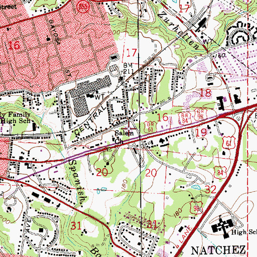 Topographic Map of First Baptist Church, MS