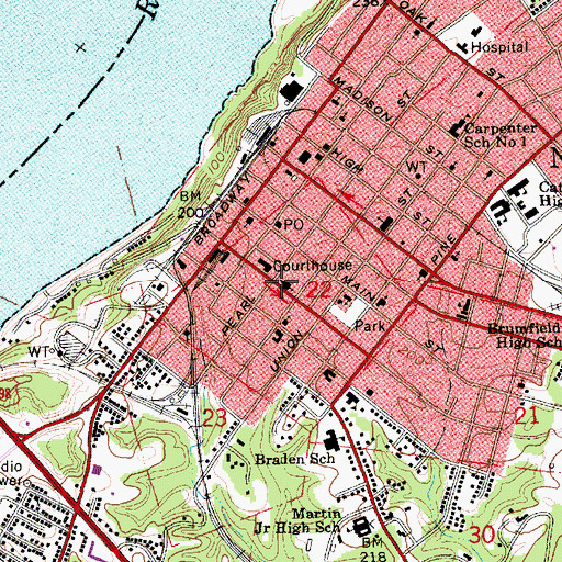Topographic Map of First Presbyterian Church, MS