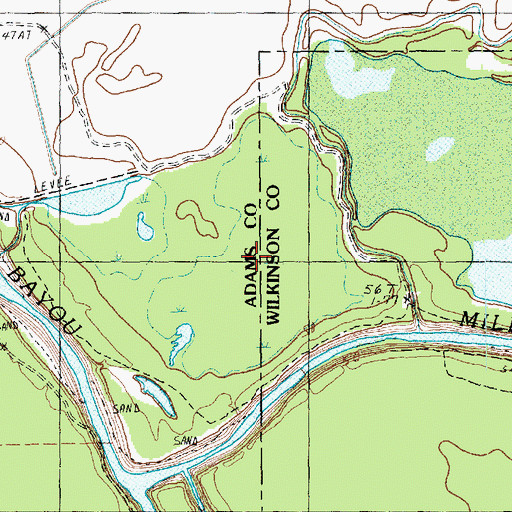 Topographic Map of Gaillards Lake, MS
