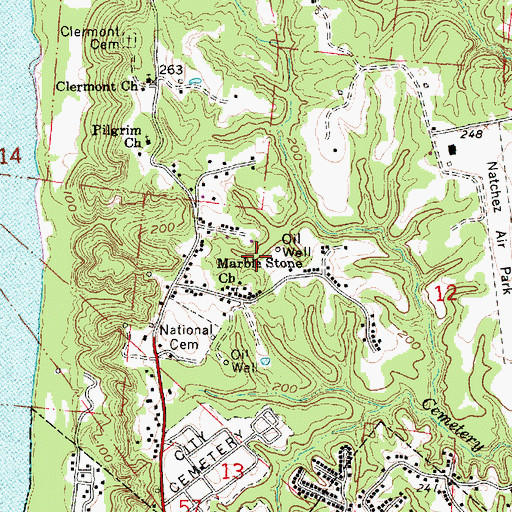 Topographic Map of Gardens Oil Field, MS