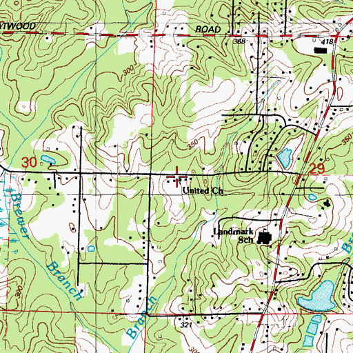 Topographic Map of United Church of Christ, AR