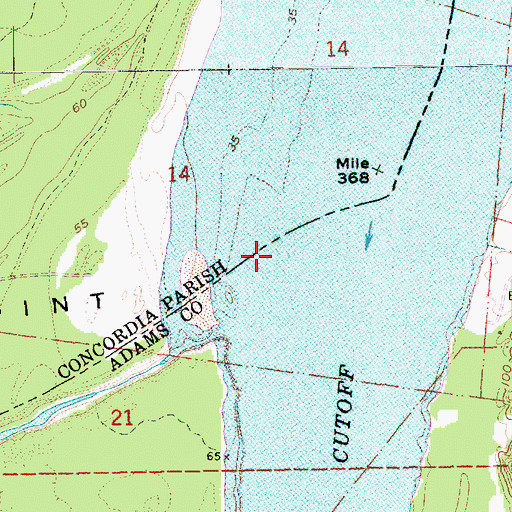 Topographic Map of Giles Bend, MS