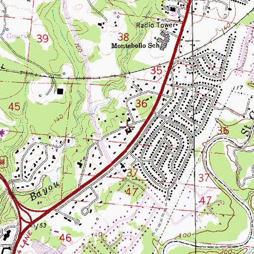 Topographic Map of Grace United Methodist Church, MS