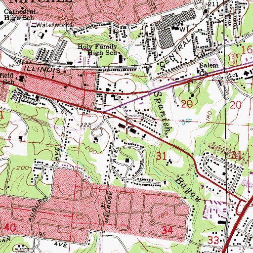 Topographic Map of Liberty Shopping Center, MS