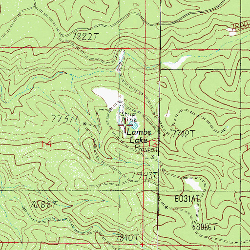 Topographic Map of Lambs Lake, AZ