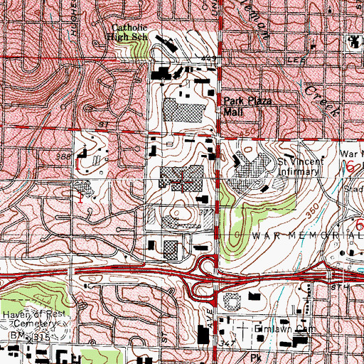 Topographic Map of University Mall Shopping Center, AR