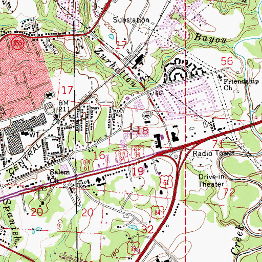 Topographic Map of Magnolia Mall Shopping Center, MS