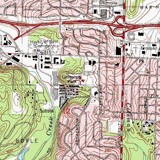 Topographic Map of University Park, AR