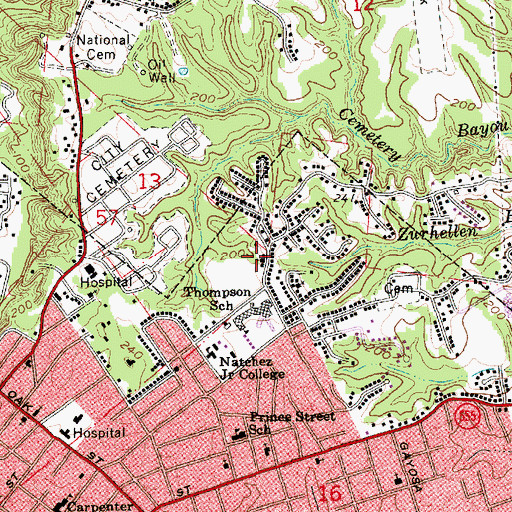 Topographic Map of Mount Nebo Baptist Church, MS
