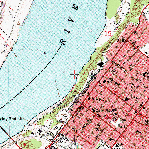 Topographic Map of Natchez Front Revetment, MS
