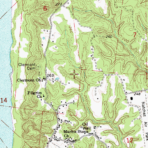 Topographic Map of North Gardens Oil Field, MS