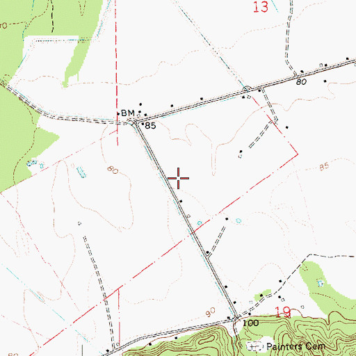 Topographic Map of Painters School (historical), MS