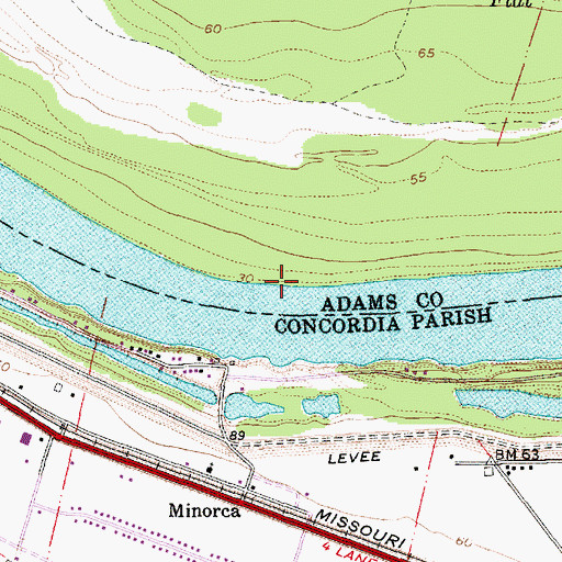 Topographic Map of Parker Landing, MS