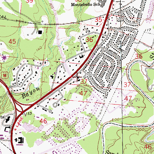 Topographic Map of Parkway Baptist Church, MS