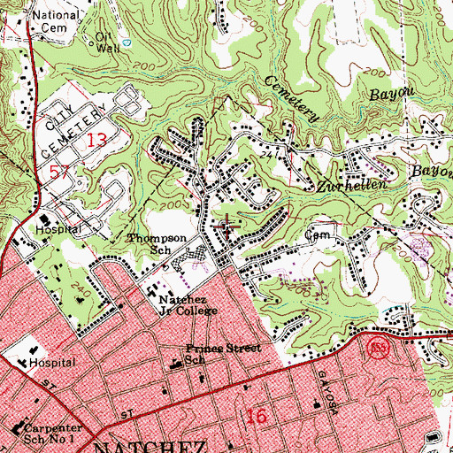 Topographic Map of Pentecostal Church of God in Christ, MS