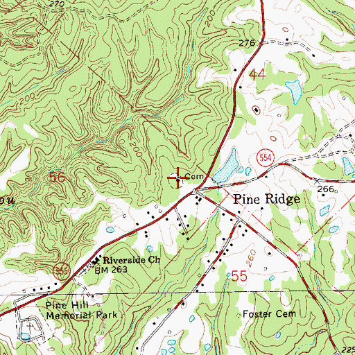 Topographic Map of Pine Ridge Presbyterian Church, MS