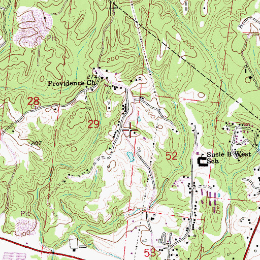 Topographic Map of Providence Plantation (historical), MS