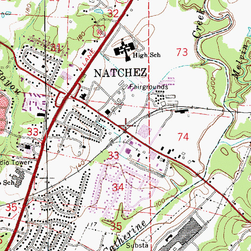 Topographic Map of Saint Catherine, MS