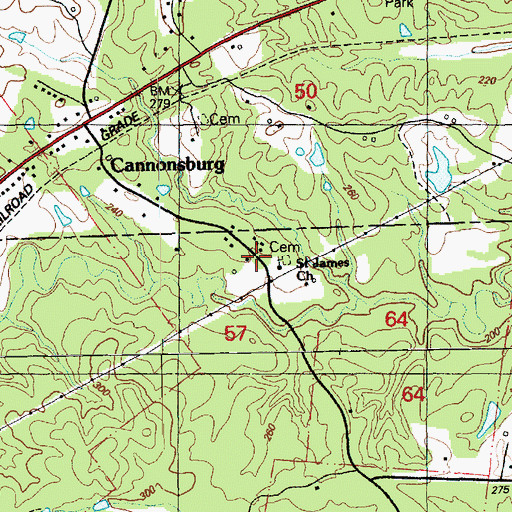 Topographic Map of Saint James Church, MS