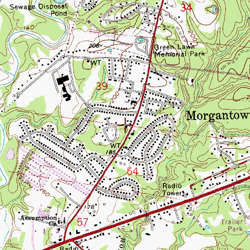 Topographic Map of Saint Johns Church, MS