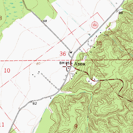 Topographic Map of Saint Luke Church (historical), MS