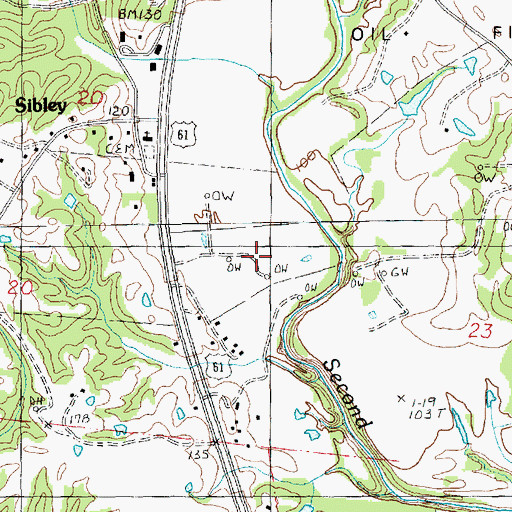 Topographic Map of Sibley Oil Field, MS