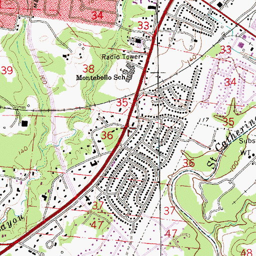 Topographic Map of Southern Hills Baptist Church, MS