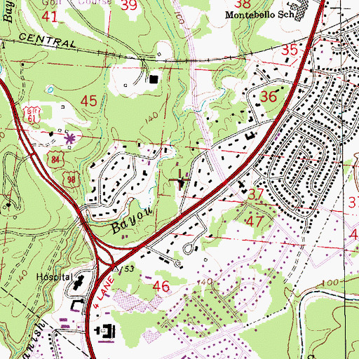 Topographic Map of Trace City Baptist Church, MS