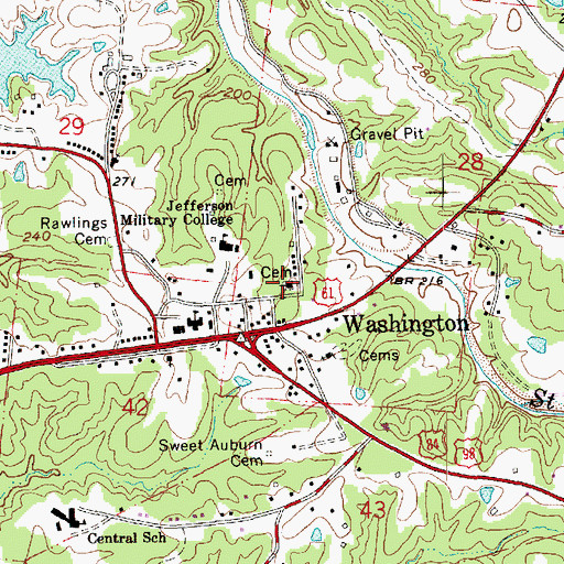 Topographic Map of Washington Baptist Church, MS