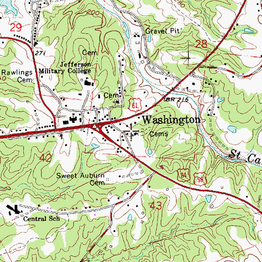 Topographic Map of Washington United Methodist Church, MS