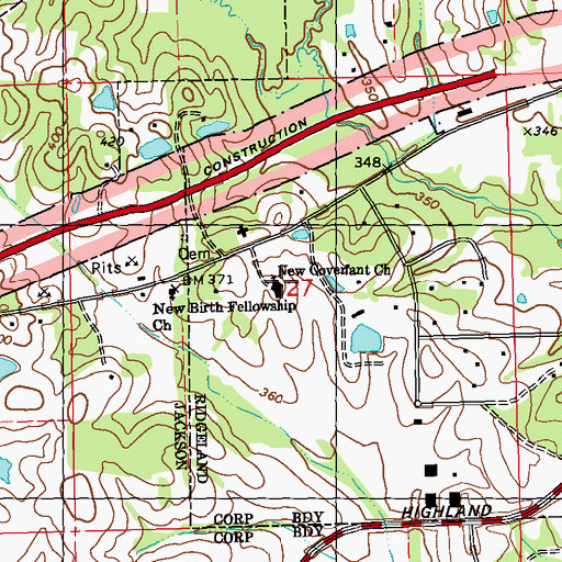 Topographic Map of New Covenant Church, MS