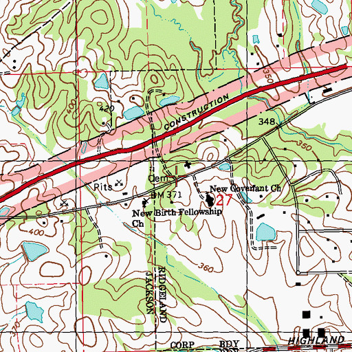 Topographic Map of New Hope Grove, MS
