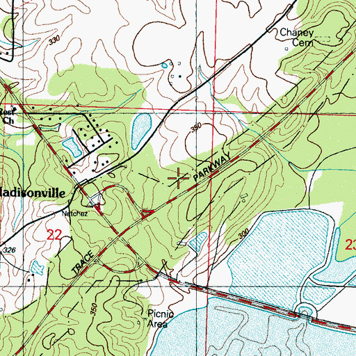 Topographic Map of Old Madisonville (historical), MS