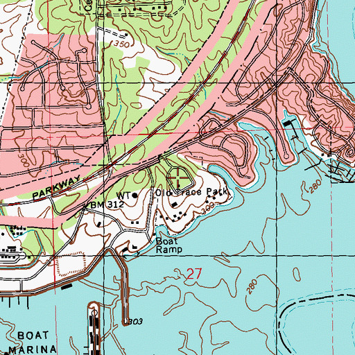 Topographic Map of Old Trace Park, MS