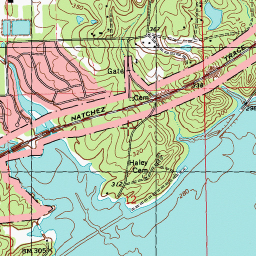 Topographic Map of Puckshunnubbe (historical), MS