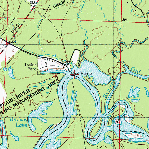 Topographic Map of Ratliffs Ferry (historical), MS