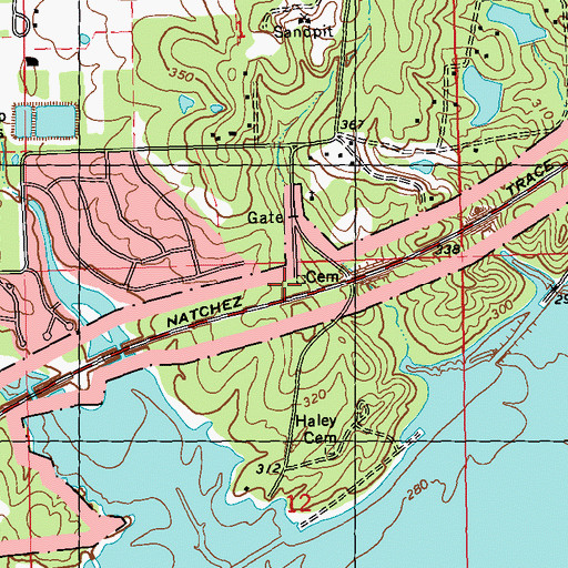 Topographic Map of Red Tavern (historical), MS