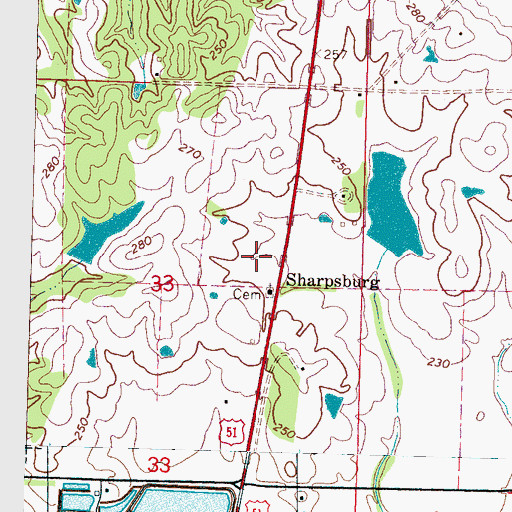 Topographic Map of Sharp Plantation (historical), MS
