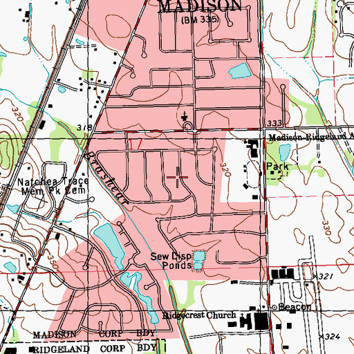 Topographic Map of Traceland North, MS